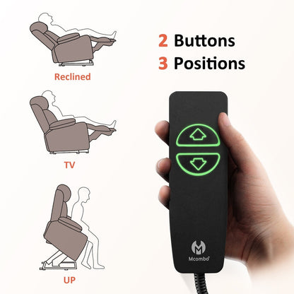 Poltrona reclinabile elettrica MCombo di grandi dimensioni con poggiapiedi esteso per anziani alti e grandi, telecomando, portabicchieri, tessuto 7426