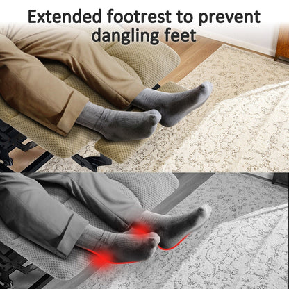 Poltrona reclinabile elettrica MCombo Large-Wide a doppio motore con massaggio e doppio riscaldamento per anziani alti e grandi, tessuto R7635