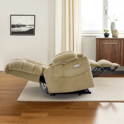 Poltrona reclinabile elettrica MCombo Large-Wide a doppio motore con massaggio e doppio riscaldamento per anziani alti e grandi, tessuto R7635