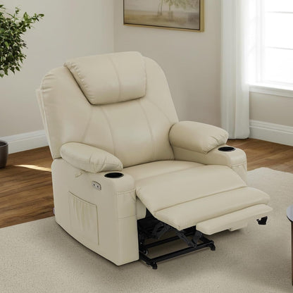 Poltrona reclinabile elettrica MCombo di media larghezza con massaggio e calore per anziani, in similpelle R7045