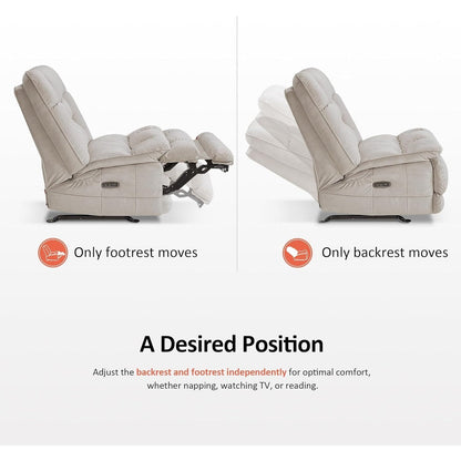 Poltrona reclinabile elettrica senza braccioli MCombo con doppio motore di grandi dimensioni, poltrona reclinabile Zeroarms perfetta per il soggiorno, tessuto PR607