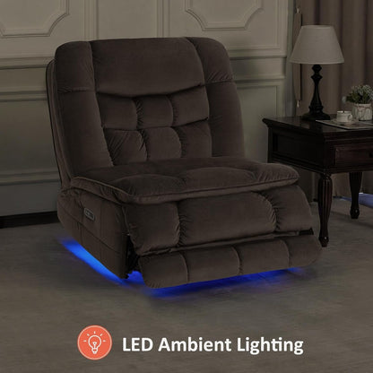 Poltrona reclinabile elettrica senza braccioli MCombo con doppio motore di grandi dimensioni, poltrona reclinabile Zeroarms perfetta per il soggiorno, tessuto PR607