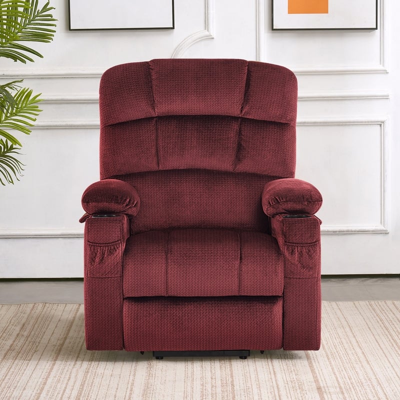 Poltrona reclinabile elettrica MCombo a doppio motore per anziani, massaggio e calore, tessuto 7680