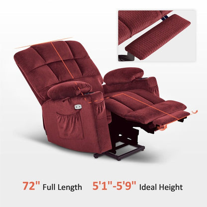 Poltrona reclinabile elettrica MCombo a doppio motore per anziani, massaggio e calore, tessuto 7680