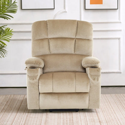 Poltrona reclinabile elettrica MCombo a doppio motore per anziani, massaggio e calore, tessuto 7680