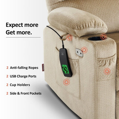 Poltrona reclinabile elettrica MCombo a doppio motore per anziani, massaggio e calore, tessuto 7680