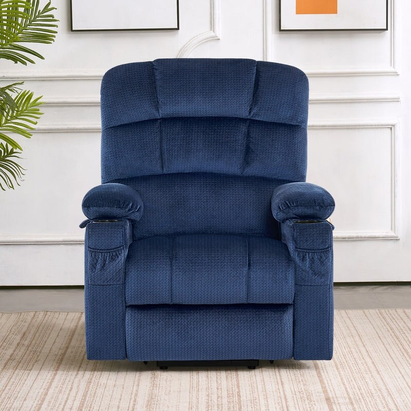 Poltrona reclinabile elettrica MCombo a doppio motore per anziani, massaggio e calore, tessuto 7680