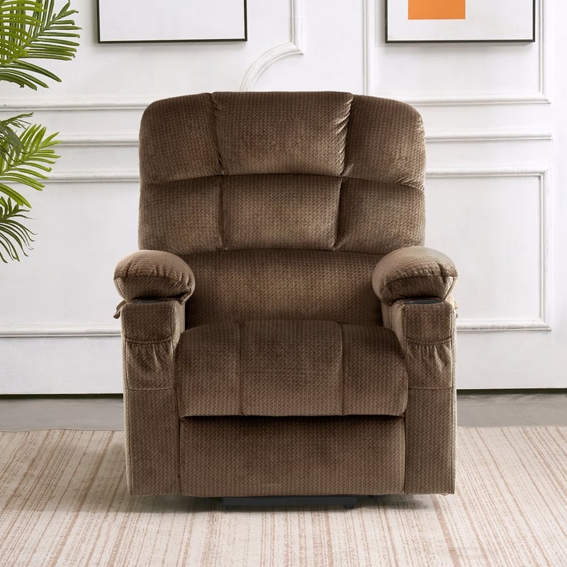 Poltrona reclinabile elettrica MCombo a doppio motore per anziani, massaggio e calore, tessuto 7680