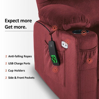 Poltrona reclinabile elettrica MCombo a doppio motore per anziani, massaggio e calore, tessuto 7680