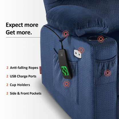 Poltrona reclinabile elettrica MCombo a doppio motore per anziani, massaggio e calore, tessuto 7680