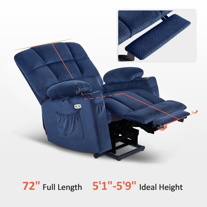 Poltrona reclinabile elettrica MCombo a doppio motore per anziani, massaggio e calore, tessuto 7680