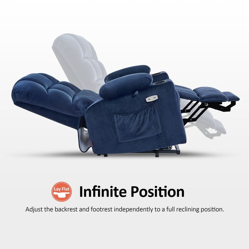 Poltrona reclinabile elettrica MCombo a doppio motore per anziani, massaggio e calore, tessuto 7680