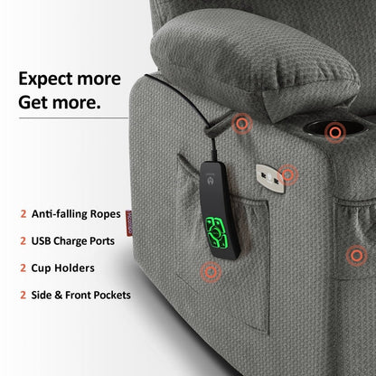 Poltrona reclinabile elettrica MCombo a doppio motore per anziani, massaggio e calore, tessuto 7680