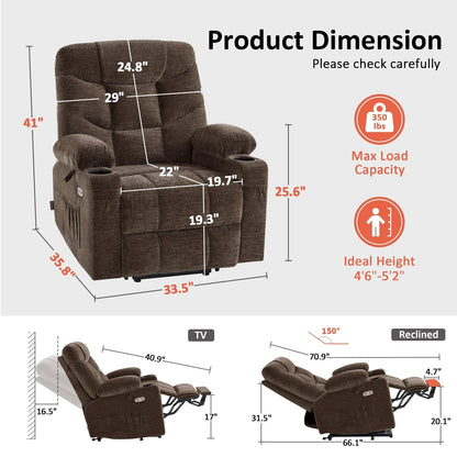 Poltrona reclinabile elettrica MCombo con poggiapiedi esteso per anziani