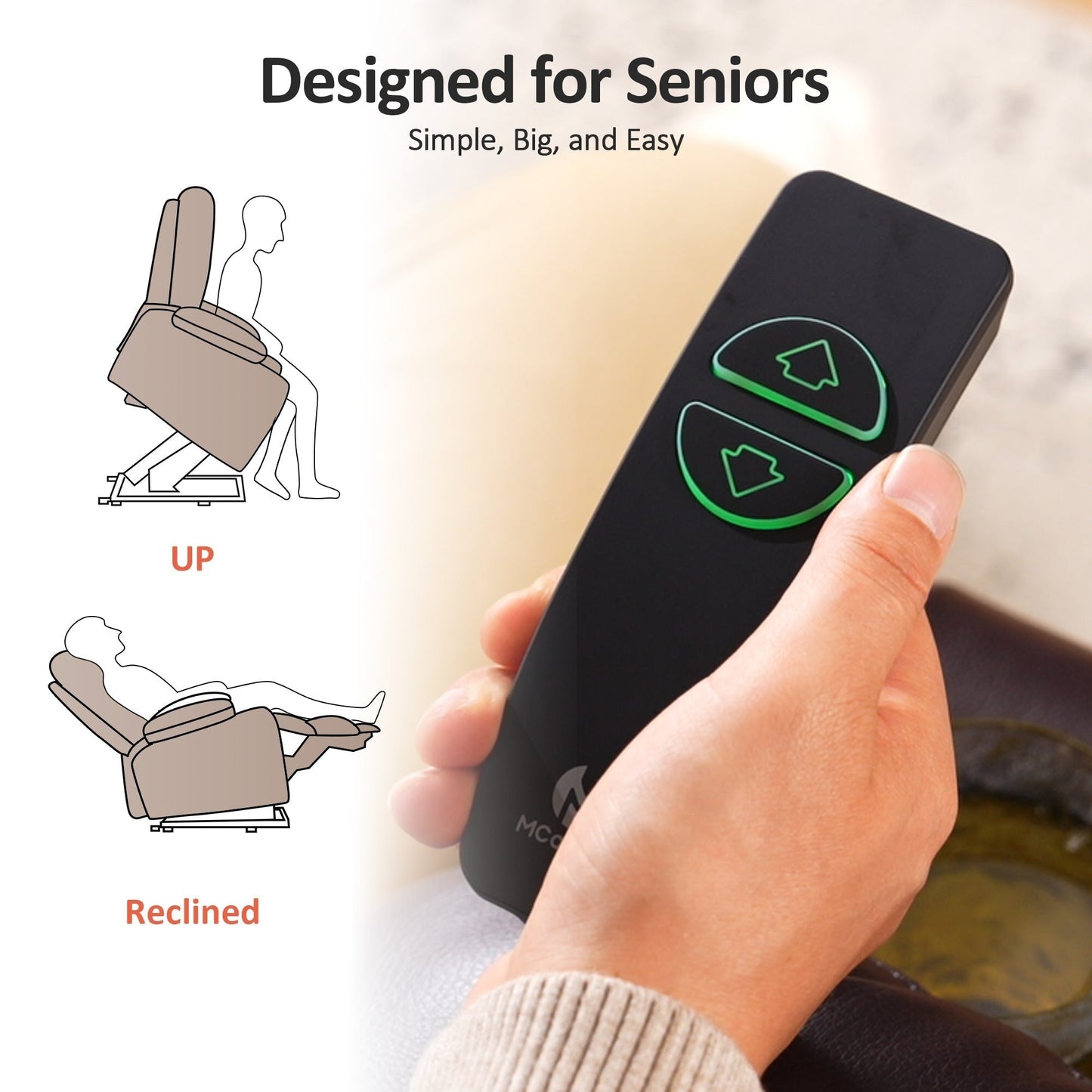 Poltrona reclinabile elettrica MCombo con poggiapiedi esteso per anziani