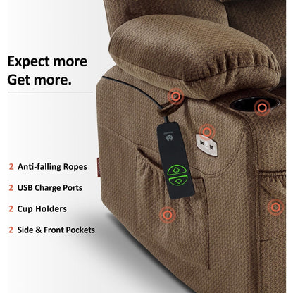 Poltrona reclinabile elettrica MCombo con poggiapiedi esteso per anziani, tessuto