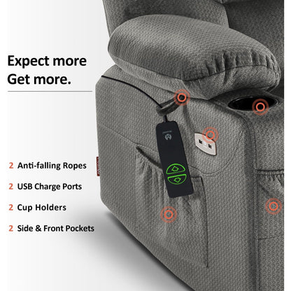 Poltrona reclinabile elettrica MCombo con poggiapiedi esteso per anziani, tessuto