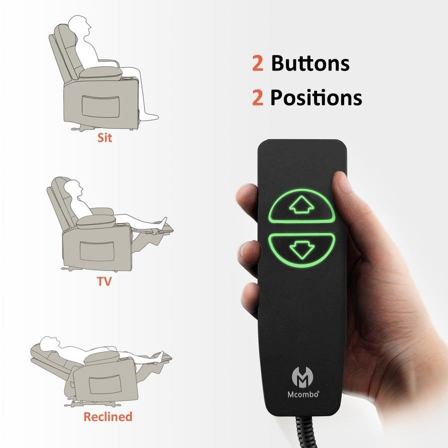 Poltrona reclinabile elettrica MCombo con riscaldamento e massaggio, in pelle PR621