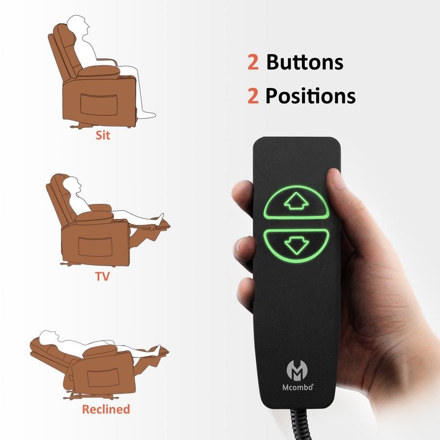 Poltrona reclinabile elettrica MCombo con riscaldamento e massaggio, in pelle PR621