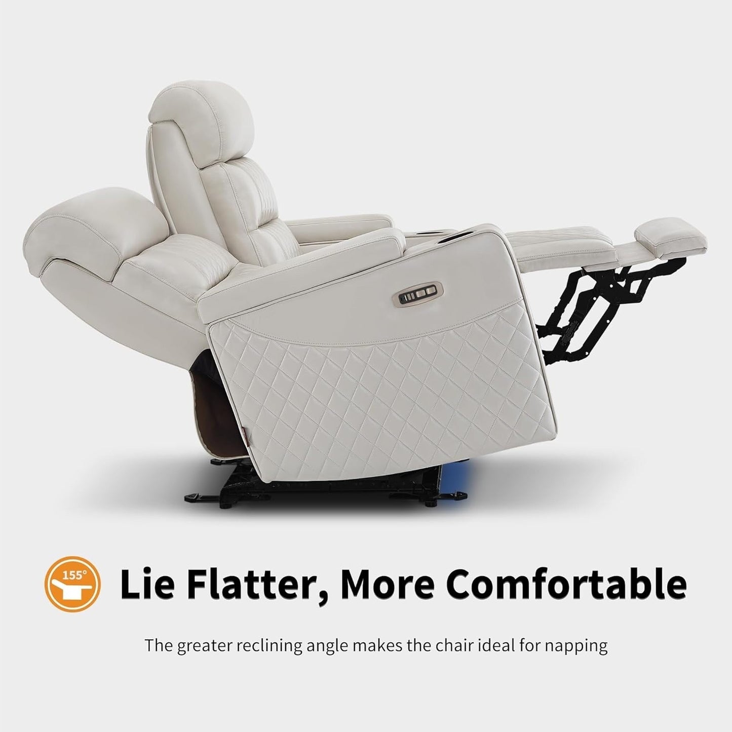 Divano a due posti reclinabile elettricamente MCombo con poggiatesta regolabili, seduta per home theater con braccioli portaoggetti, similpelle HTS470