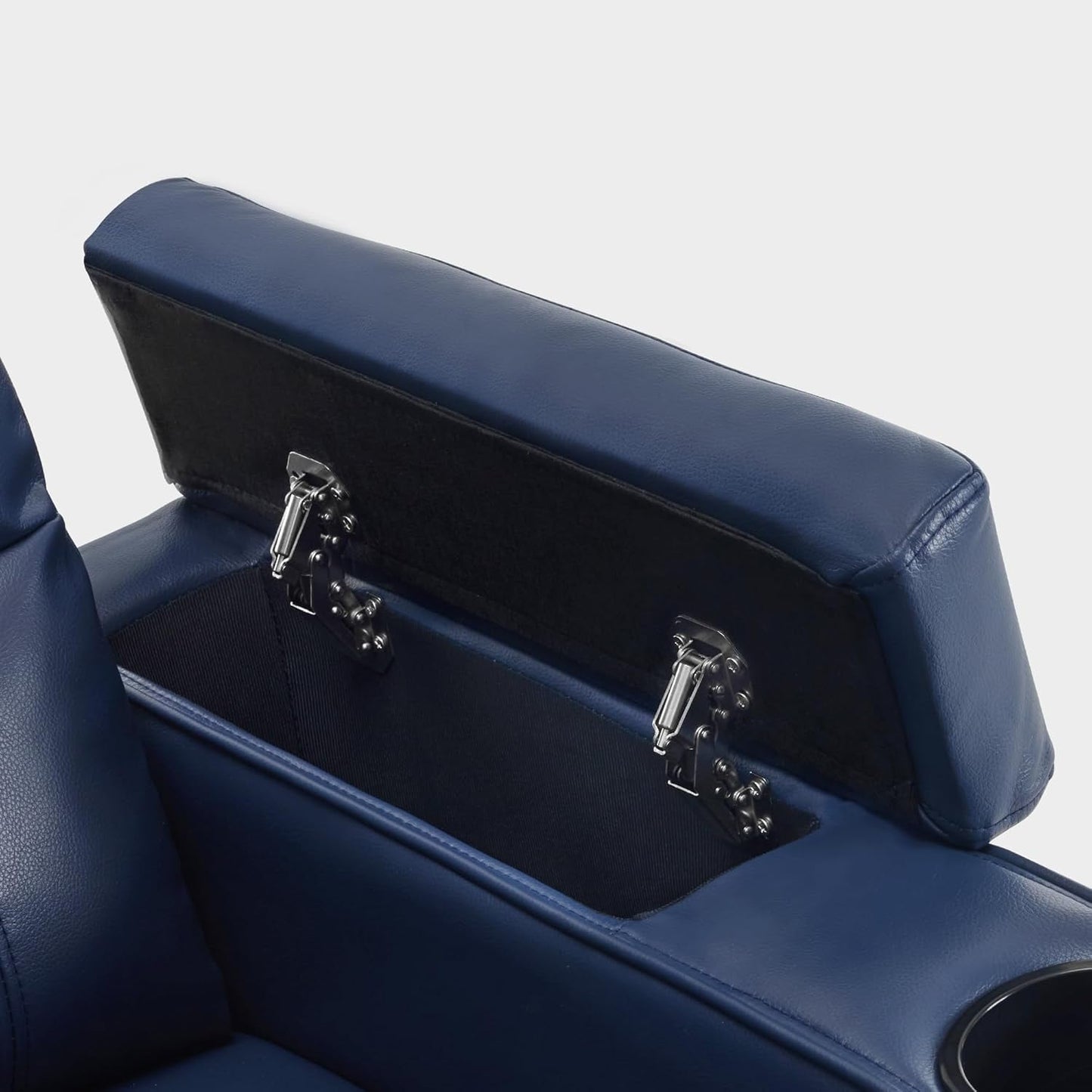 Divano a due posti reclinabile elettricamente MCombo con poggiatesta regolabili, seduta per home theater con braccioli portaoggetti, similpelle HTS470