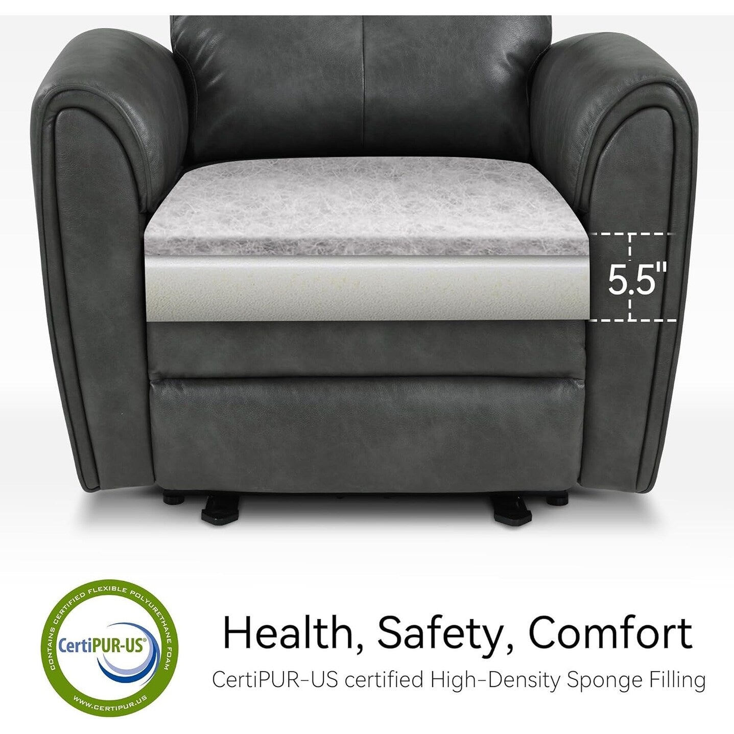 Poltrone reclinabili piccole MCombo Power, moderne poltrone reclinabili Zero Wall Hugger con supporto lombare, porte USB e di ricarica, certificate FSC