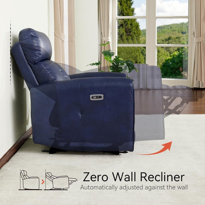 Poltrone reclinabili piccole MCombo Power, moderne poltrone reclinabili Zero Wall Hugger con supporto lombare, porte USB e di ricarica, certificate FSC