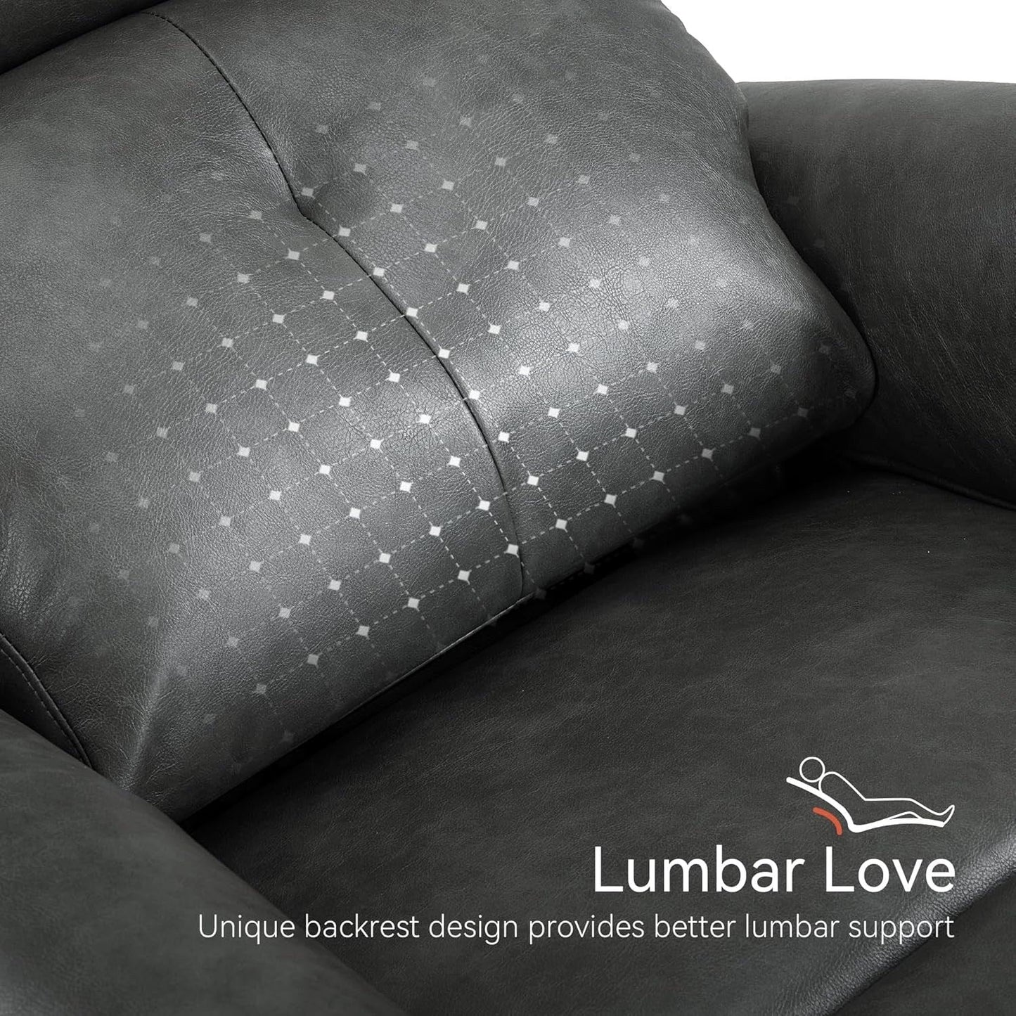 Poltrone reclinabili piccole MCombo Power, moderne poltrone reclinabili Zero Wall Hugger con supporto lombare, porte USB e di ricarica, certificate FSC