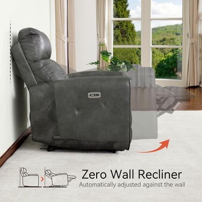 Poltrone reclinabili piccole MCombo Power, moderne poltrone reclinabili Zero Wall Hugger con supporto lombare, porte USB e di ricarica, certificate FSC