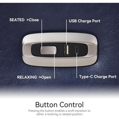 Poltrone reclinabili piccole MCombo Power, moderne poltrone reclinabili Zero Wall Hugger con supporto lombare, porte USB e di ricarica, certificate FSC