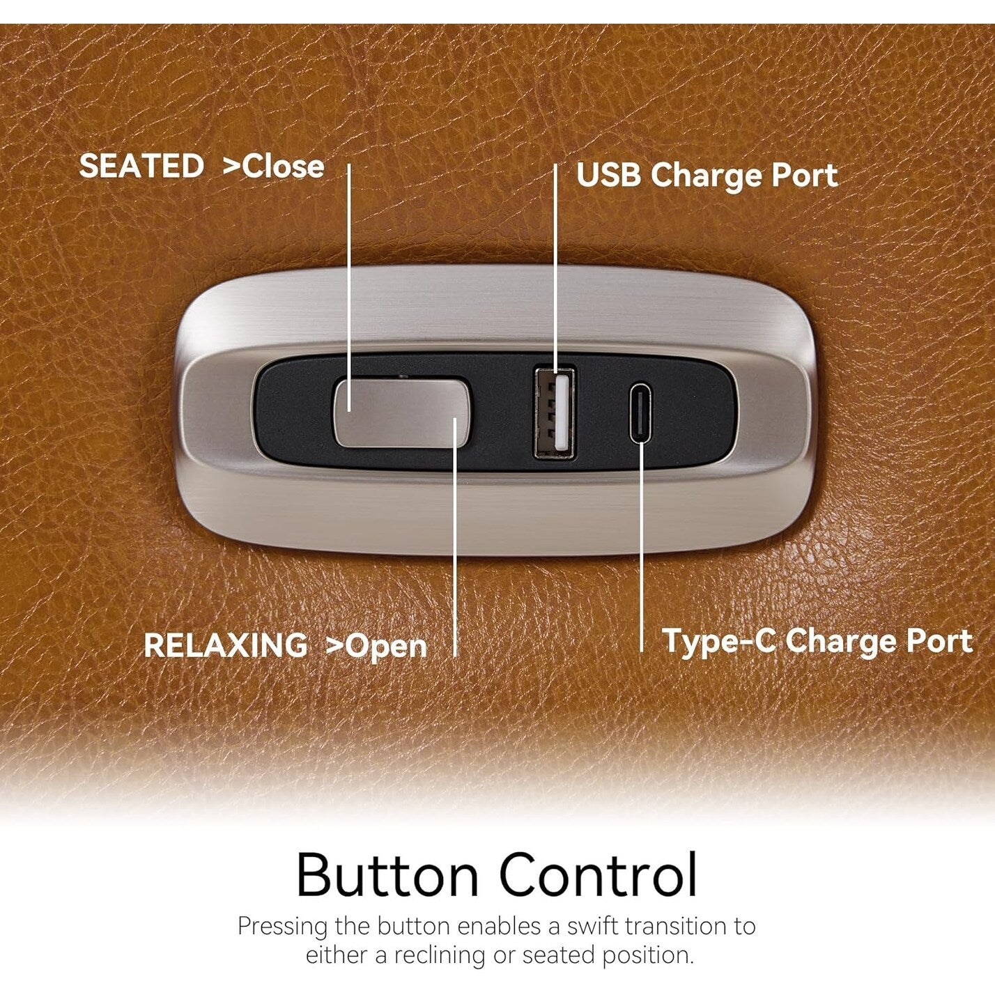 Poltrone reclinabili piccole MCombo Power, moderne poltrone reclinabili Zero Wall Hugger con supporto lombare, porte USB e di ricarica, certificate FSC