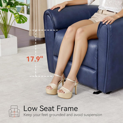 Poltrone reclinabili piccole MCombo Power, moderne poltrone reclinabili Zero Wall Hugger con supporto lombare, porte USB e di ricarica, certificate FSC