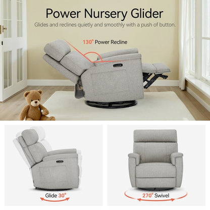 Poltrona reclinabile girevole elettrica MCombo per bambini, tessuto PR601