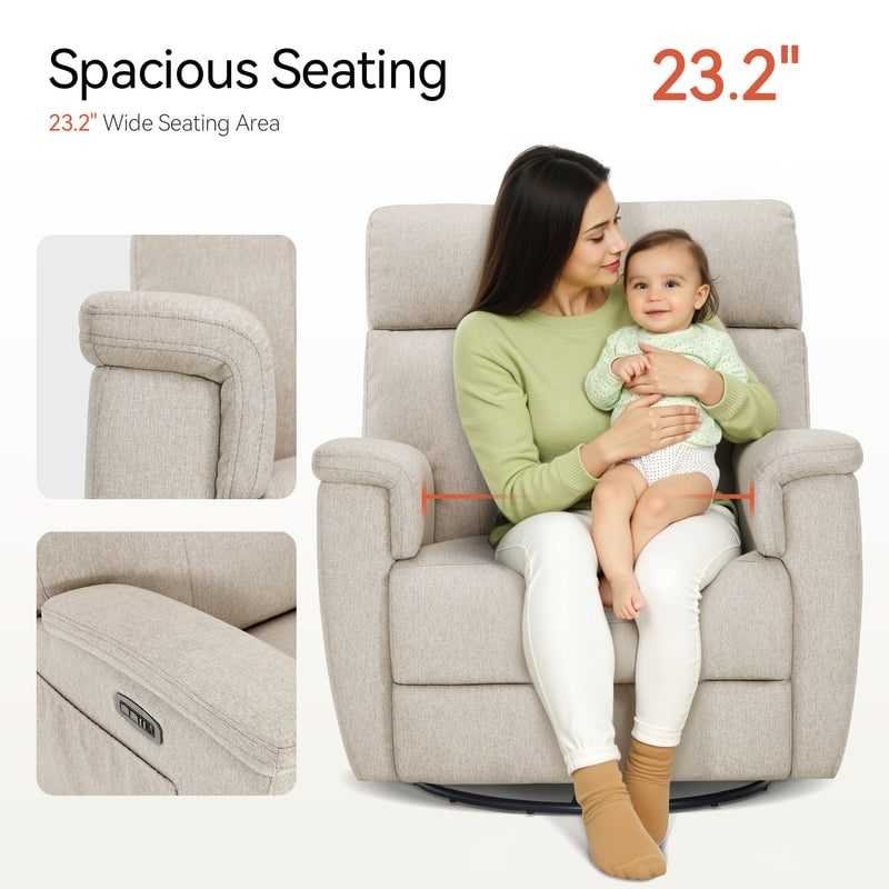 Poltrona reclinabile girevole elettrica MCombo per bambini, tessuto PR601