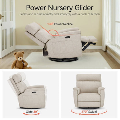 Poltrona reclinabile girevole elettrica MCombo per bambini, tessuto PR601