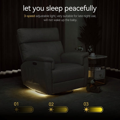 Poltrona reclinabile girevole elettrica MCombo per bambini, tessuto PR601