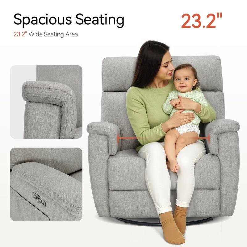 Poltrona reclinabile girevole elettrica MCombo per bambini, tessuto PR601