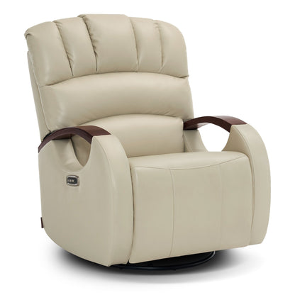 Poltrona reclinabile MCombo Power Swivel Glider con poggiatesta regolabile per cameretta dei bambini, in similpelle PR616