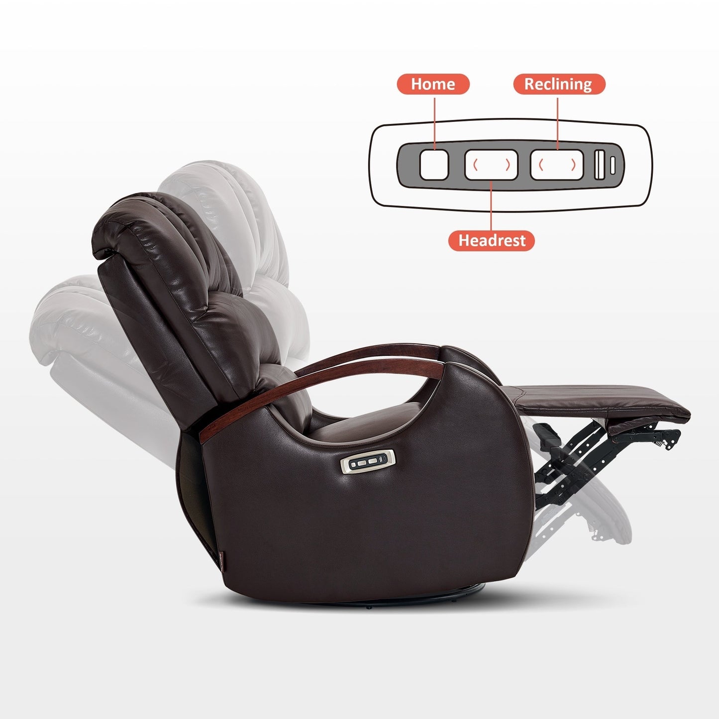 Poltrona reclinabile MCombo Power Swivel Glider con poggiatesta regolabile per cameretta dei bambini, in similpelle PR616