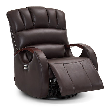 Poltrona reclinabile MCombo Power Swivel Glider con poggiatesta regolabile per cameretta dei bambini, in similpelle PR616