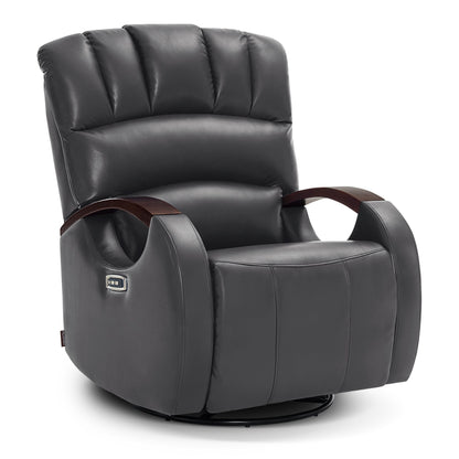 Poltrona reclinabile MCombo Power Swivel Glider con poggiatesta regolabile per cameretta dei bambini, in similpelle PR616