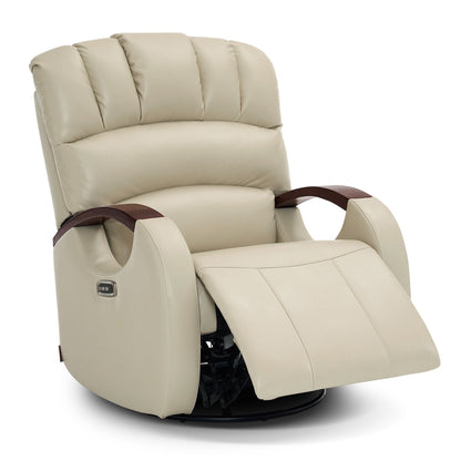 Poltrona reclinabile MCombo Power Swivel Glider con poggiatesta regolabile per cameretta dei bambini, in similpelle PR616