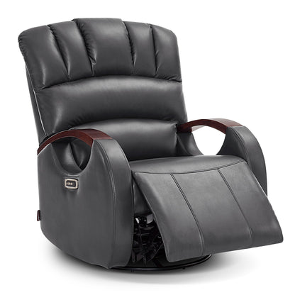 Poltrona reclinabile MCombo Power Swivel Glider con poggiatesta regolabile per cameretta dei bambini, in similpelle PR616