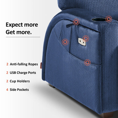 Poltrona reclinabile MCombo Power Zero Gravity con poggiatesta regolabile per soggiorno, tessuto ZG334