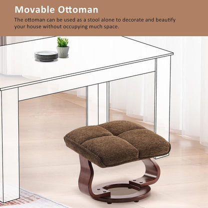 MCombo Set di 2 poltrone reclinabili girevoli con pouf e cuscino per il collo, tessuto in ciniglia