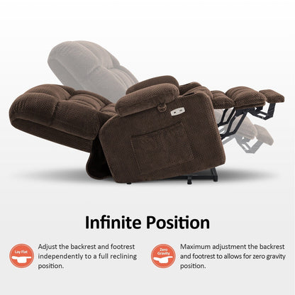 Poltrona reclinabile elettrica MCombo Small con doppio motore, massaggio e calore, posizione infinita, porte USB, tessuto 7893