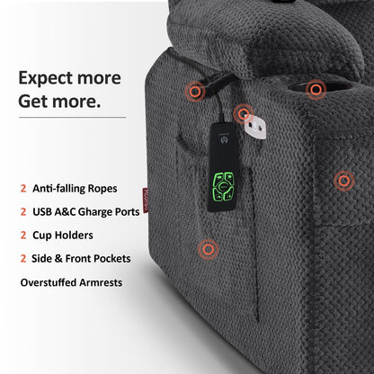 Poltrona reclinabile elettrica MCombo Small con doppio motore, massaggio e calore, posizione infinita, porte USB, tessuto 7893