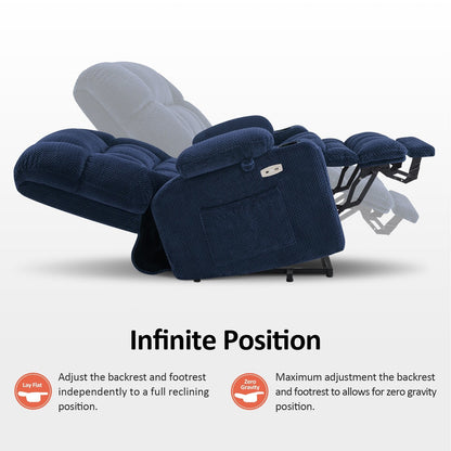 Poltrona reclinabile elettrica MCombo Small con doppio motore, massaggio e calore, posizione infinita, porte USB, tessuto 7893