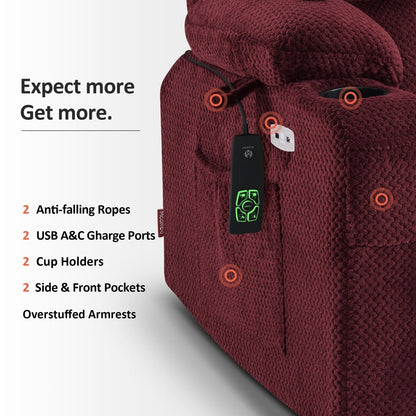 Poltrona reclinabile elettrica MCombo Small con doppio motore, massaggio e calore, posizione infinita, porte USB, tessuto 7893