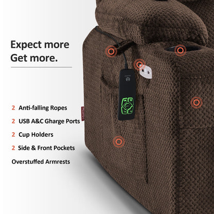 Poltrona reclinabile elettrica MCombo Small con doppio motore, massaggio e calore, posizione infinita, porte USB, tessuto 7893